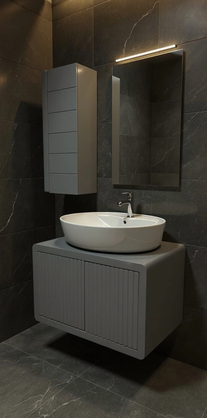 کابینت و روشویی مدل اف 10 رنگ طوسی