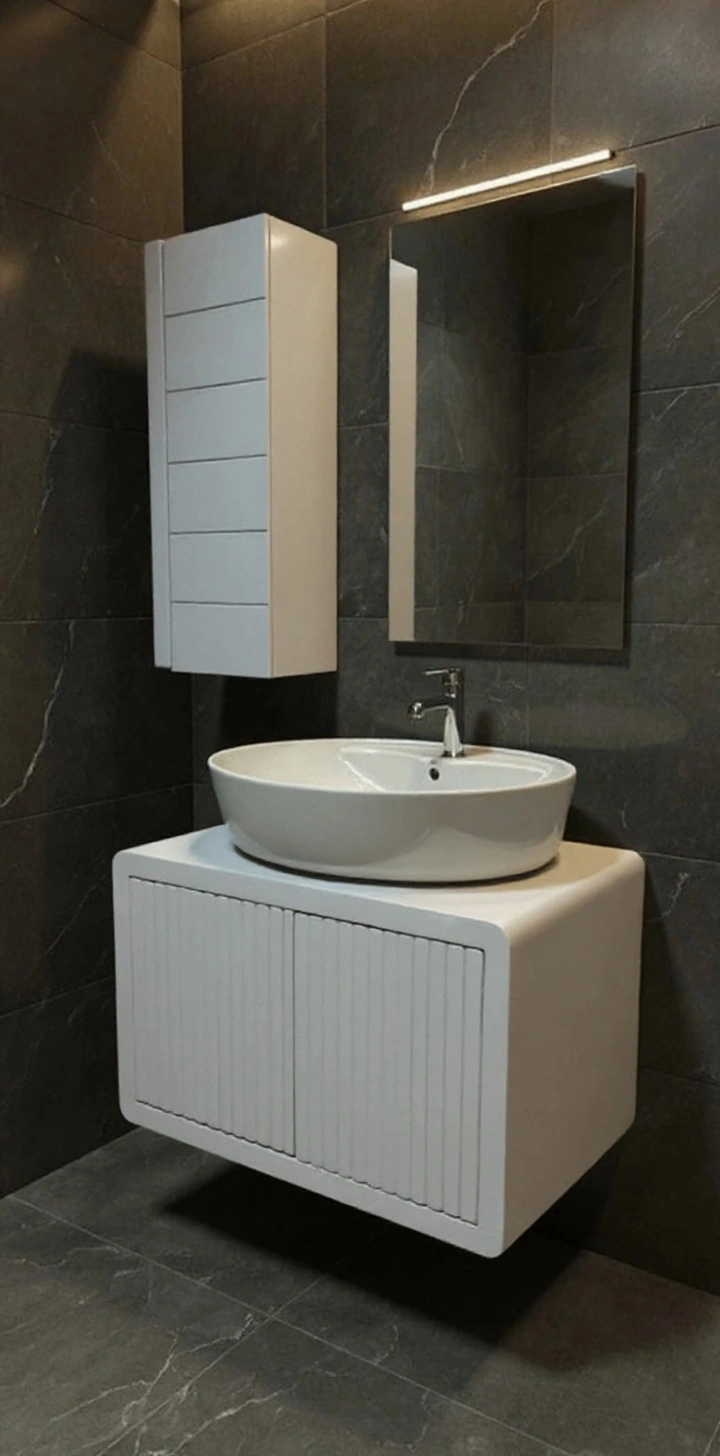 کابینت و روشویی مدل اف 10 رنگ سفید